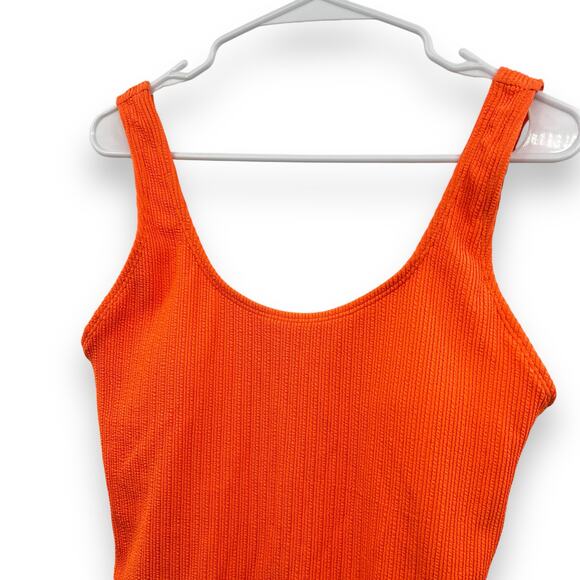 NEW Cotton on Orange One Piece Swimsuit Small Ribbed Textured Cheeky Swim NWT - Picture 2 of 11